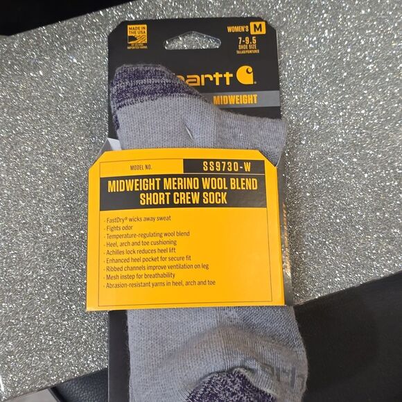 Carhartt Midweight Merino Wool Blend Short Crew Sock- Asphalt Heather - Picture 4 of 7